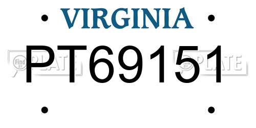 PT69151 Virginia License Plate