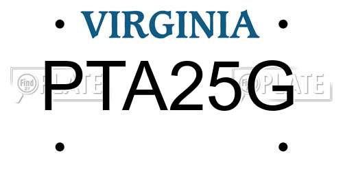 PTA25G Virginia License Plate
