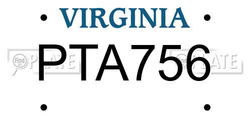 PTA756 Virginia License Plate