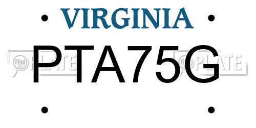 PTA75G Virginia License Plate