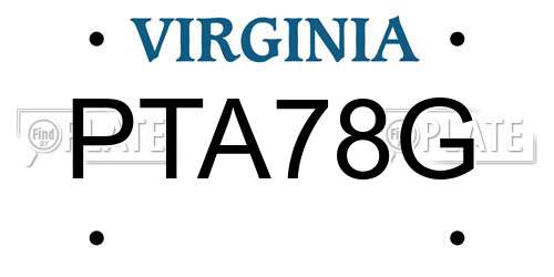PTA78G Virginia License Plate