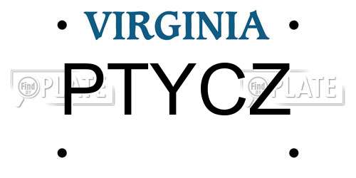 PTYCZ Virginia License Plate