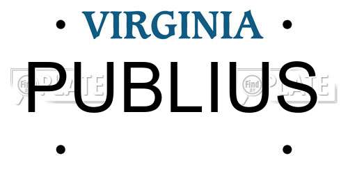 PUBLIUS Virginia License Plate