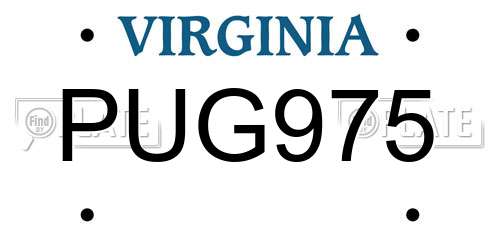 PUG975 Virginia License Plate