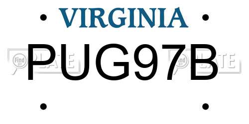PUG97B Virginia License Plate