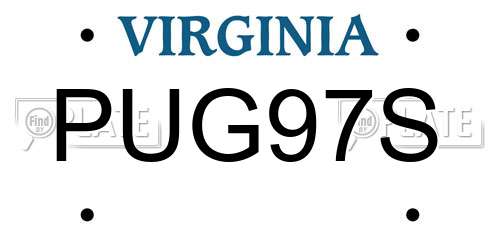 PUG97S Virginia License Plate