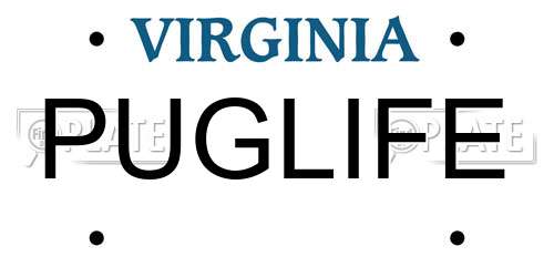 PUGLIFE Virginia License Plate
