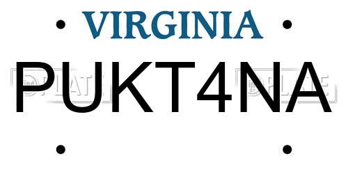 PUKT4NA Virginia License Plate