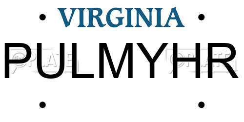 PULMYHR Virginia License Plate