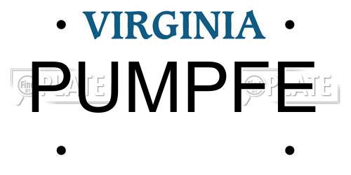 PUMPFE Virginia License Plate