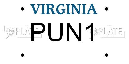 PUN1 Virginia License Plate