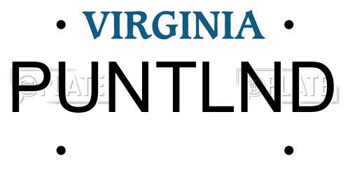 PUNTLND Virginia License Plate