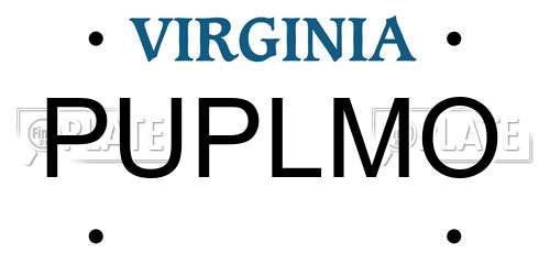 PUPLMO Virginia License Plate