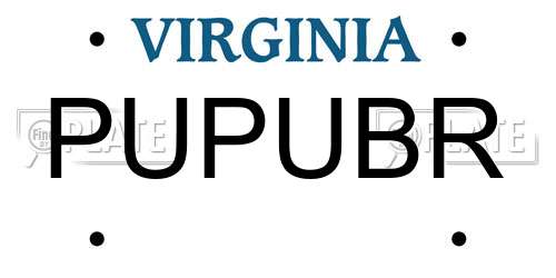 PUPUBR Virginia License Plate