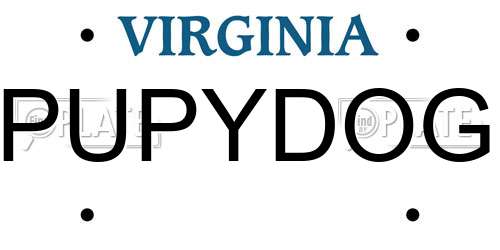 PUPYDOG Virginia License Plate