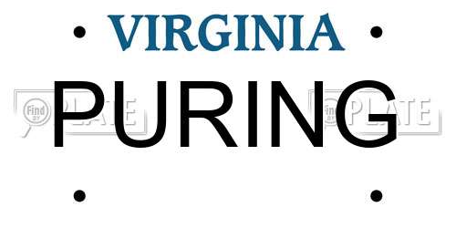 PURING Virginia License Plate
