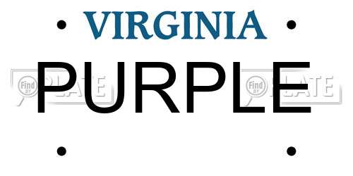 PURPLE Virginia License Plate