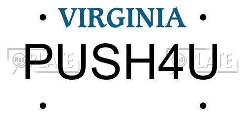 PUSH4U Virginia License Plate