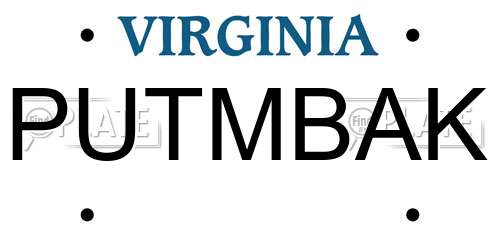 PUTMBAK Virginia License Plate