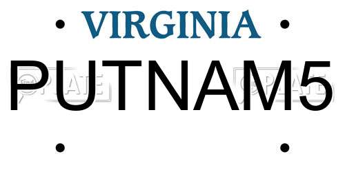PUTNAM5 Virginia License Plate