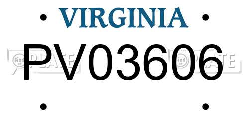 PV03606 Virginia License Plate