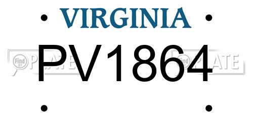 PV1864 Virginia License Plate