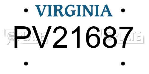 PV21687 Virginia License Plate