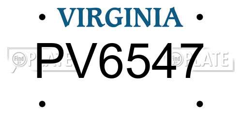 PV6547 Virginia License Plate