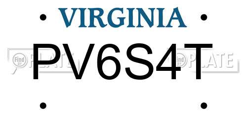 PV6S4T Virginia License Plate