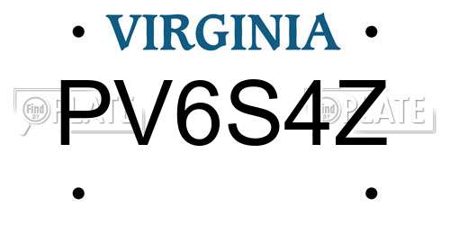 PV6S4Z Virginia License Plate