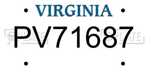 PV71687 Virginia License Plate