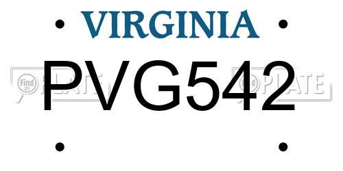 PVG542 Virginia License Plate