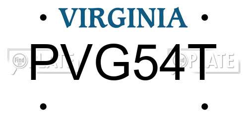 PVG54T Virginia License Plate