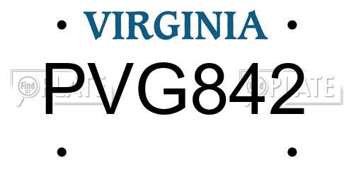 PVG842 Virginia License Plate