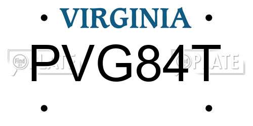 PVG84T Virginia License Plate