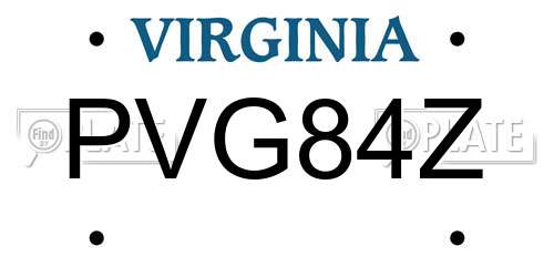 PVG84Z Virginia License Plate