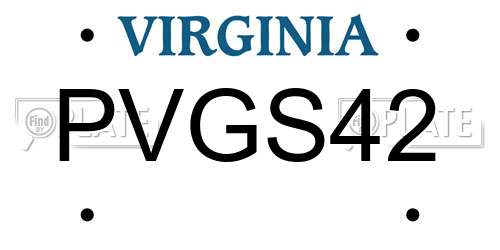 PVGS42 Virginia License Plate