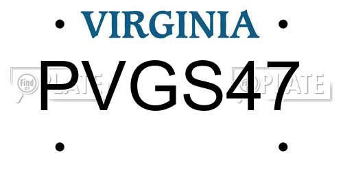 PVGS47 Virginia License Plate