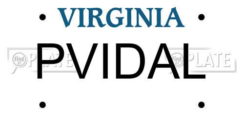 PVIDAL Virginia License Plate