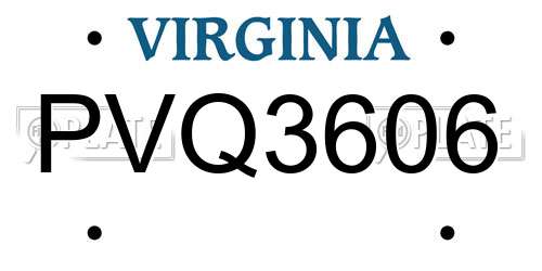 PVQ3606 Virginia License Plate