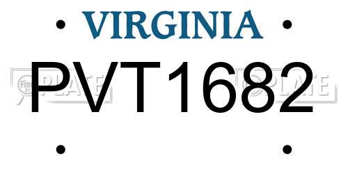 PVT1682 Virginia License Plate