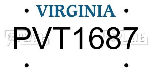PVT1687 Virginia License Plate
