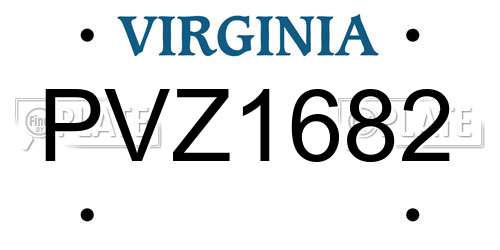PVZ1682 Virginia License Plate