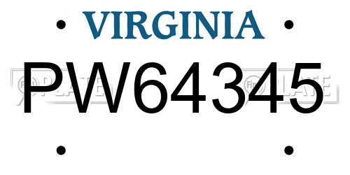 PW64345 Virginia License Plate