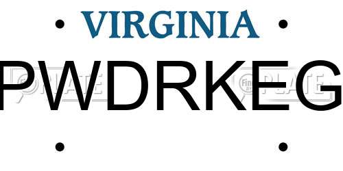 PWDRKEG Virginia License Plate
