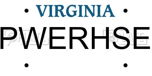 PWERHSE Virginia License Plate