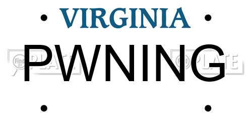PWNING Virginia License Plate
