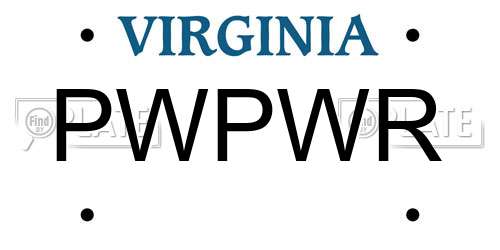 PWPWR Virginia License Plate
