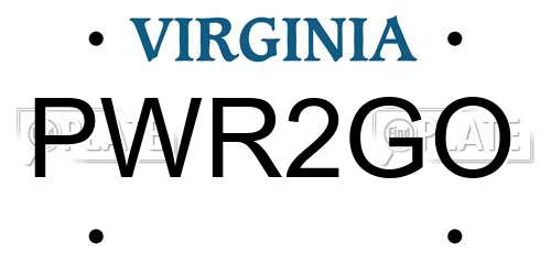 PWR2GO Virginia License Plate