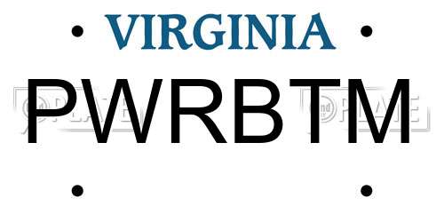 PWRBTM Virginia License Plate
